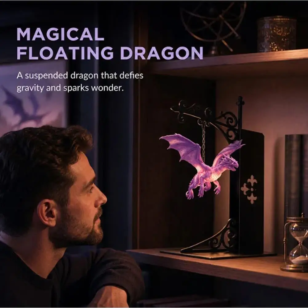 Home Library Desk Shelf Decoration Gift Hanging Dragon Warm Amber LED Lantern For Book Lovers New Floating Dragon Bookshelf Lamp - view 5