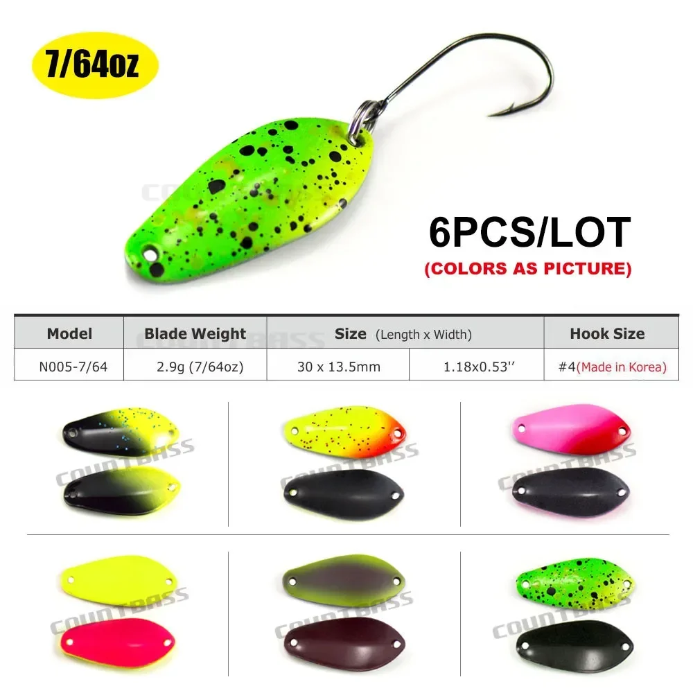 

Литейная ложка обратного отсчета с одним крючком, 6 штук, корейский, размер 30x13,5 мм, 2,9 г приманка Краппи унций, лососевая форель, приманка для ловли окуня,