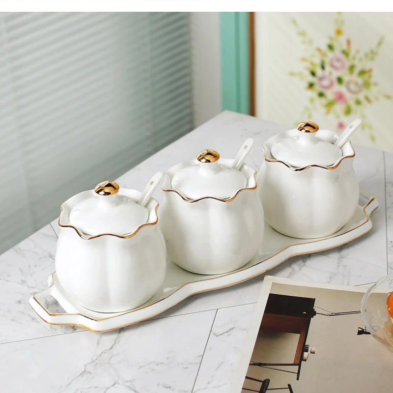 

Art Ceramic Seasoning Jar Three Set Household Oil Kitchen Tools
