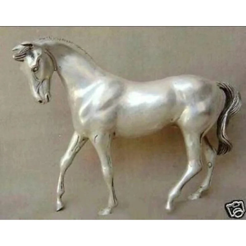 

Antiques Tibet Silver Horse Vintage Statue Smooth sailing~Wish U Wealth 25cm