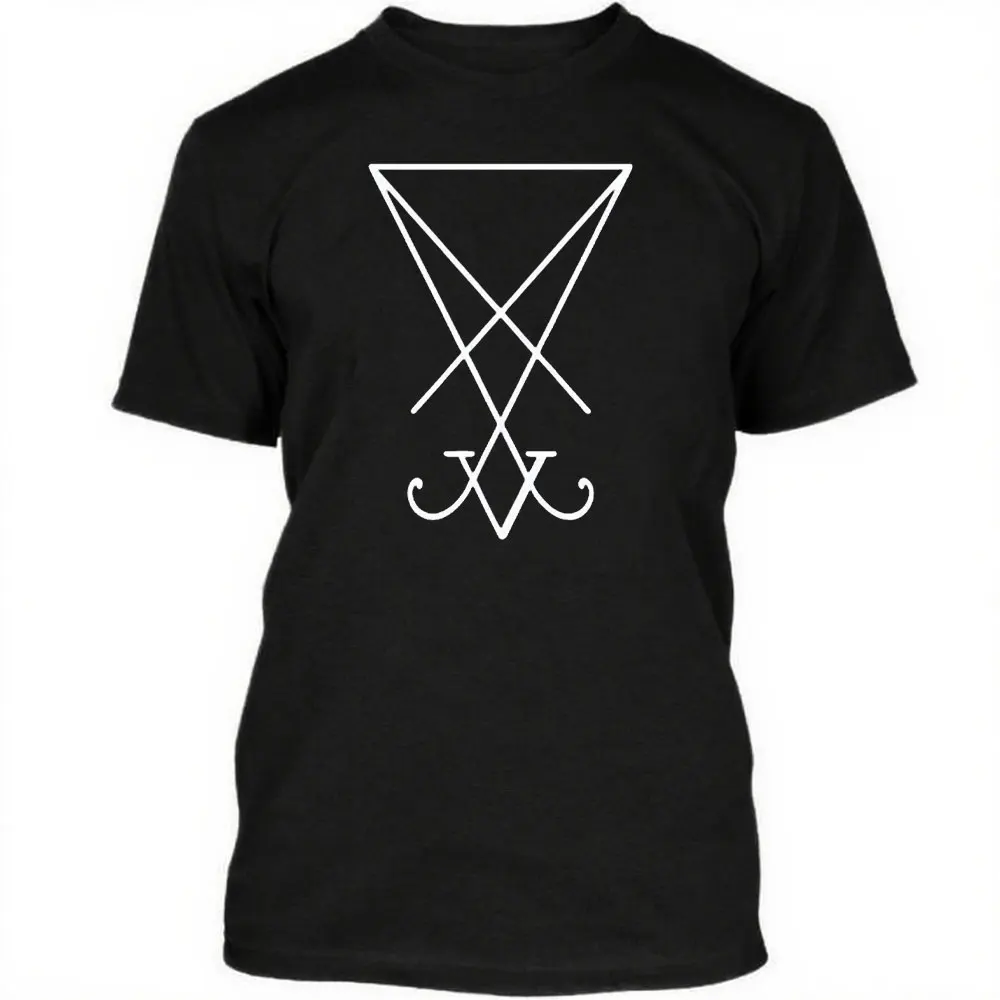 Lucifer Sigil T-Shirt Funny T Shirt Satan Occult Religion Fashion Horror Devil Gothic Men Sweatshirt High Quality Cotton Clothes