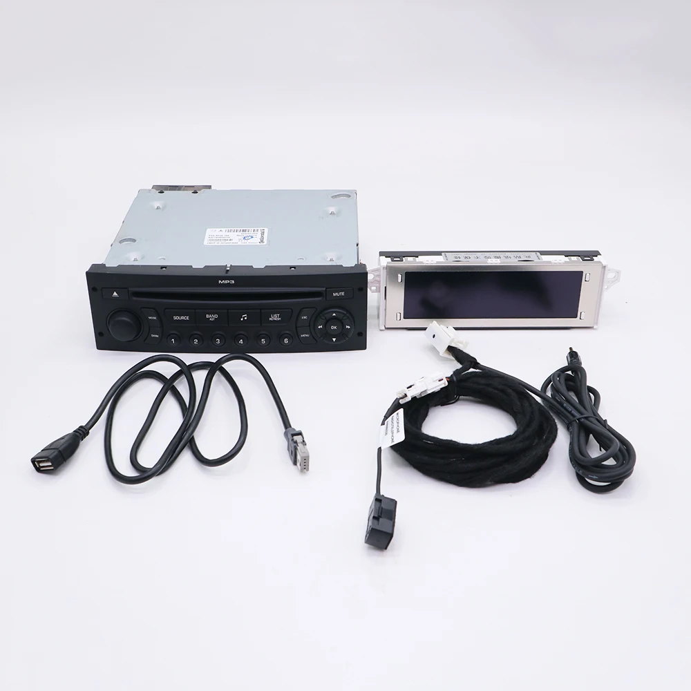 Oryginalny odtwarzacz radiowy samochodowy RD45 CD, ekran typu C, USB, kabel AUX, mikrofon Bluetooth do Peugeot 207 206 307 Citroen C3 C4 C5