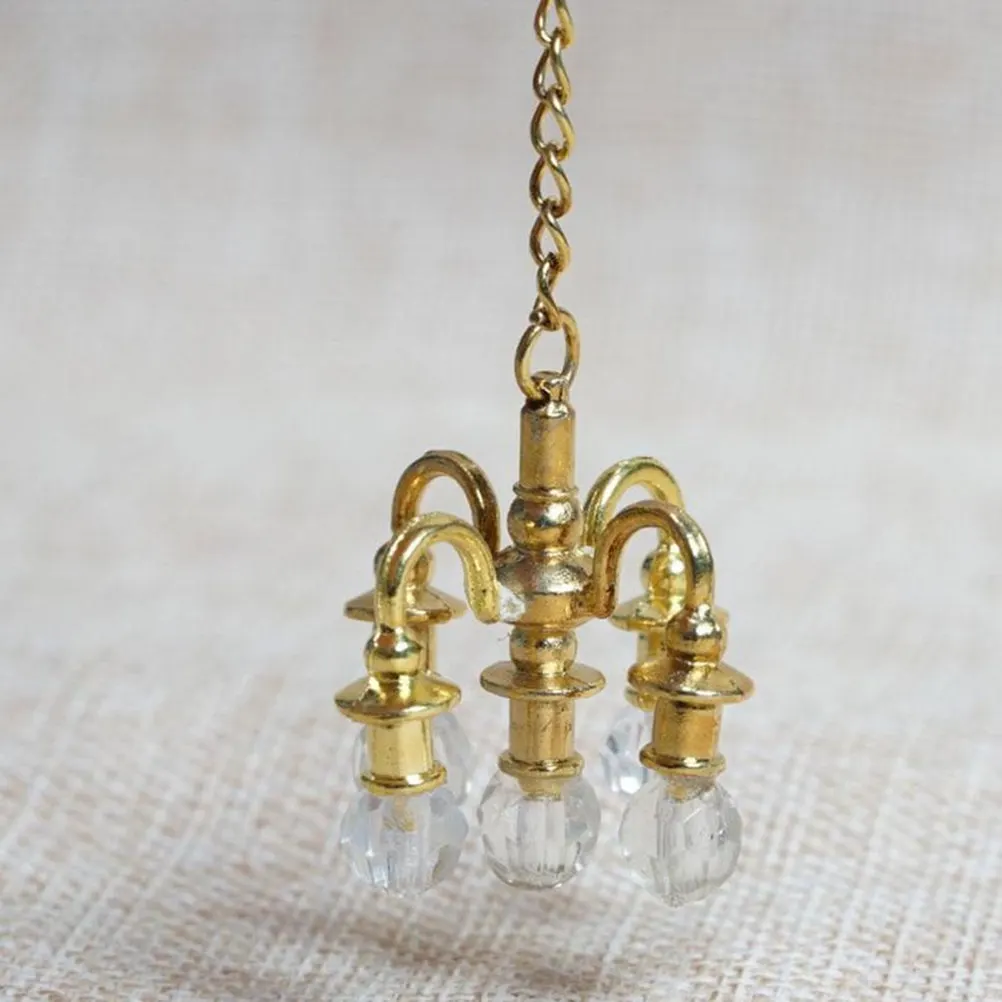 Mini Chandelier for Kids Playhouse Decoration Premium Alloy Miniature Light Fixture Bright Color Fade Resistant Realistic Design