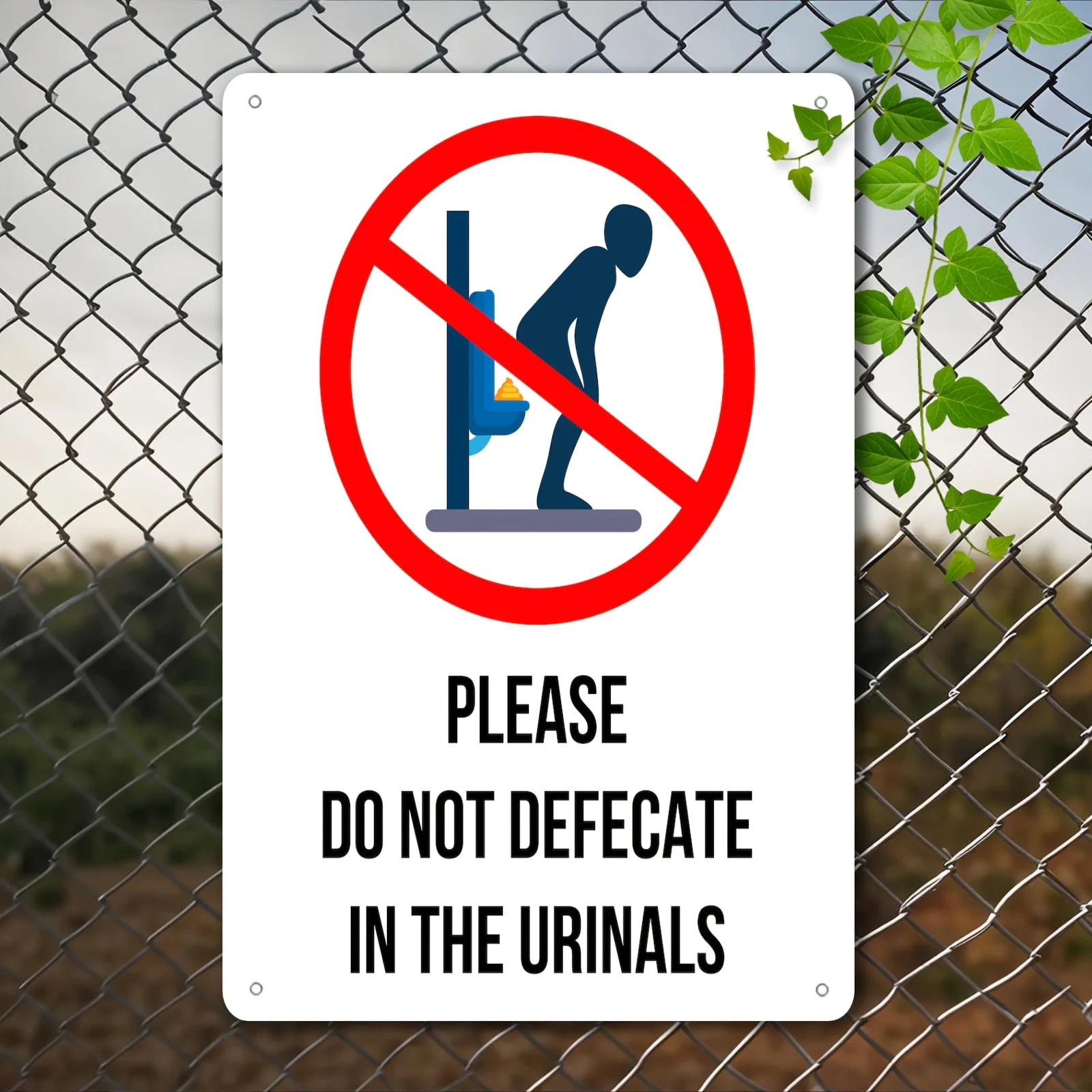 2D Metal Toilet Sign Please Do Not Poop In Urinal Wall Decor Plaque 20x30cm 8x12 Inch Unframed Gift for Home Office