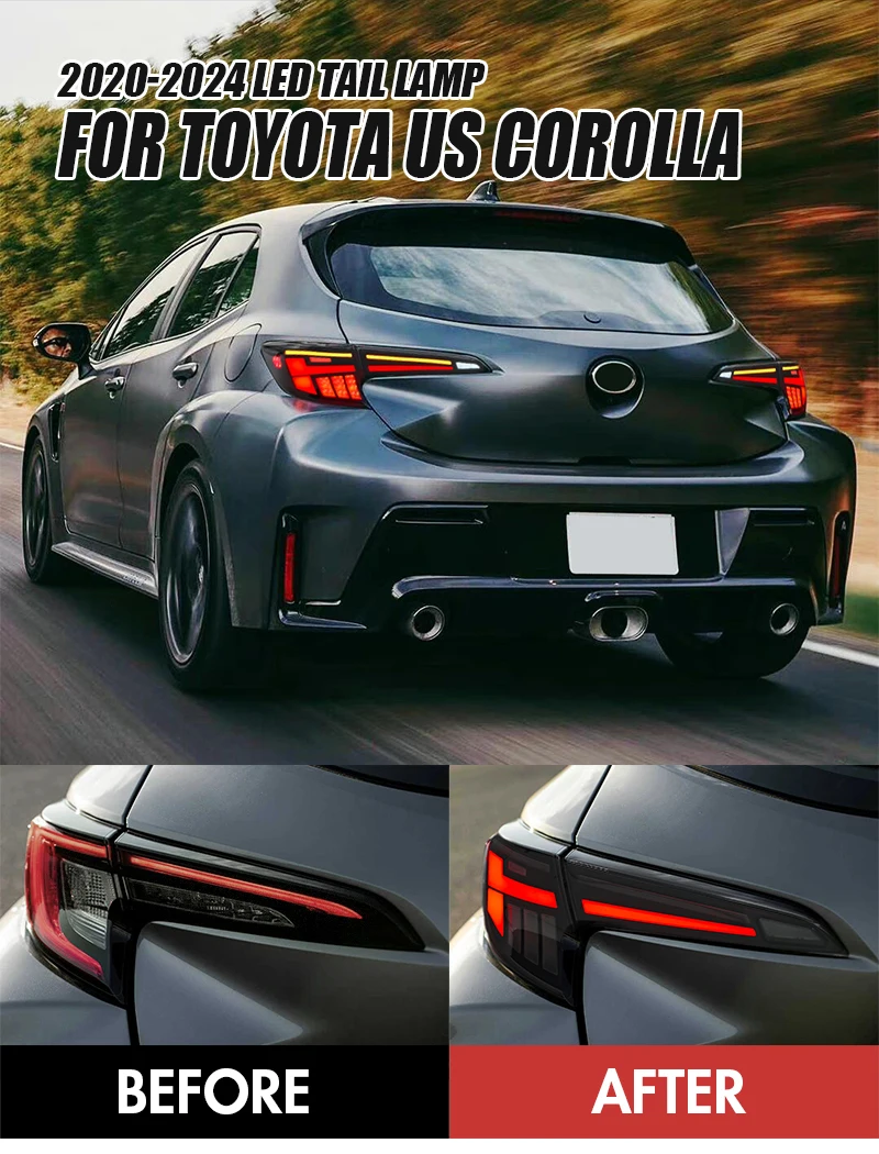 Led Tail Light for 2020-2024 Toyota US Corolla Hatchback Rear Lamp All-In-One LED Assembly Car Upgrade Accessories Universal