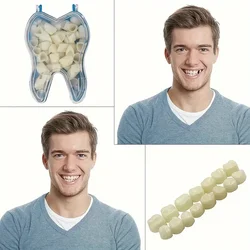 Carillas de corona temporales para la vida diaria, Kit de carillas de repuesto de dientes, dientes delanteros frontales, adhesivo de dentadura de pegamento sólido, Repa de dientes