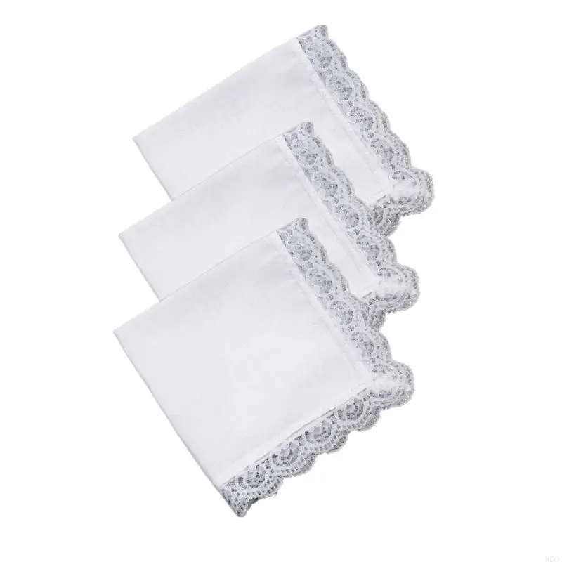 62CC Pocket Handkerchief Lace Hankies 10x10inch Large Bandana Sweat Absorb