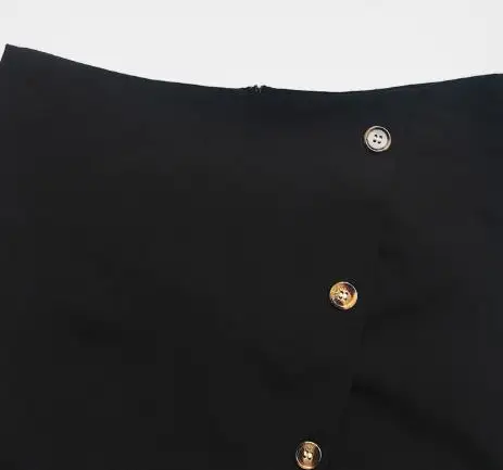 Casual Simple Button Decoration Fake Two-Piece Layered Irregular Solid Color Skirt Pants Summer Women's Elegant Slim Fit Shorts