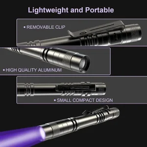 Lanterna UV com Pen Clip, Tocha Ultravioleta, Pilhas AAA Portáteis, Luz Violeta Usado, Pet Detector de Escorpião Urina, Lâmpada UV, 365nm 12 principais vendas bexiga led - №5