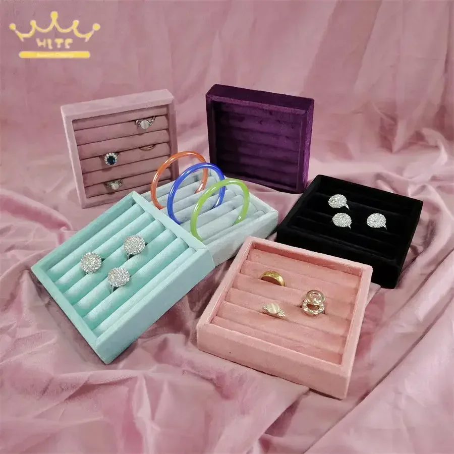 11*11Cm Velvet Ring Tray Jewelry Display Storage Earrings Rings Packaging Case High Quality Velvet Organizer