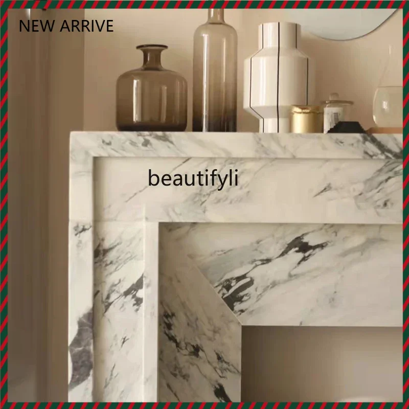 

KK32 Marble fireplace French interior simple decoration stone carving fireplace natural fireplace customization