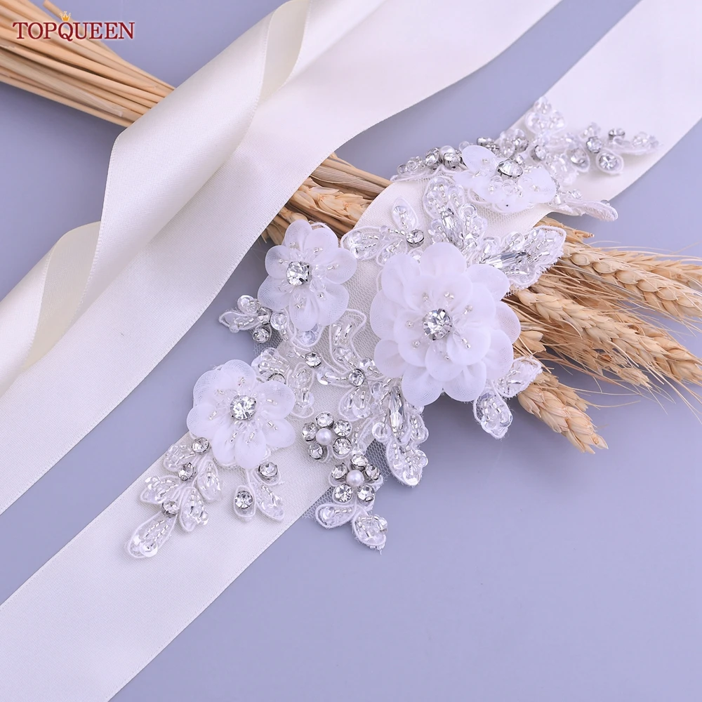 TOPQUEEN Flower Bridal Belt Wedding Accessories Crystal Rhinestone Sash Girl Women\'S Prom Dress Maternity Waistband S358