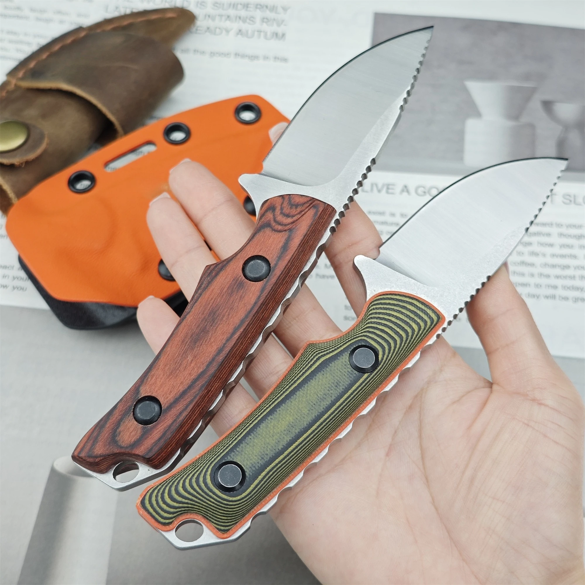 Hidden Canyon Hunter 15017 Fixed Blade Knife, 8Cr13MoV Steel Blade, G10/Wood Handle, Multi-purpose EDC Tool for Camping, Fishing