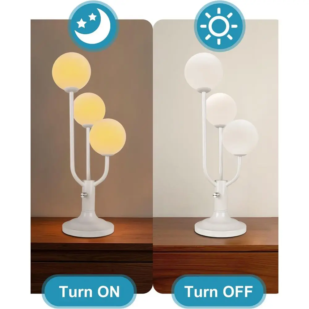 Mid-Century Modern 3-Light Dimmable Desk Lamp with Warm White Globe, 3000K, Nightstand Light, G9 Bulb Included