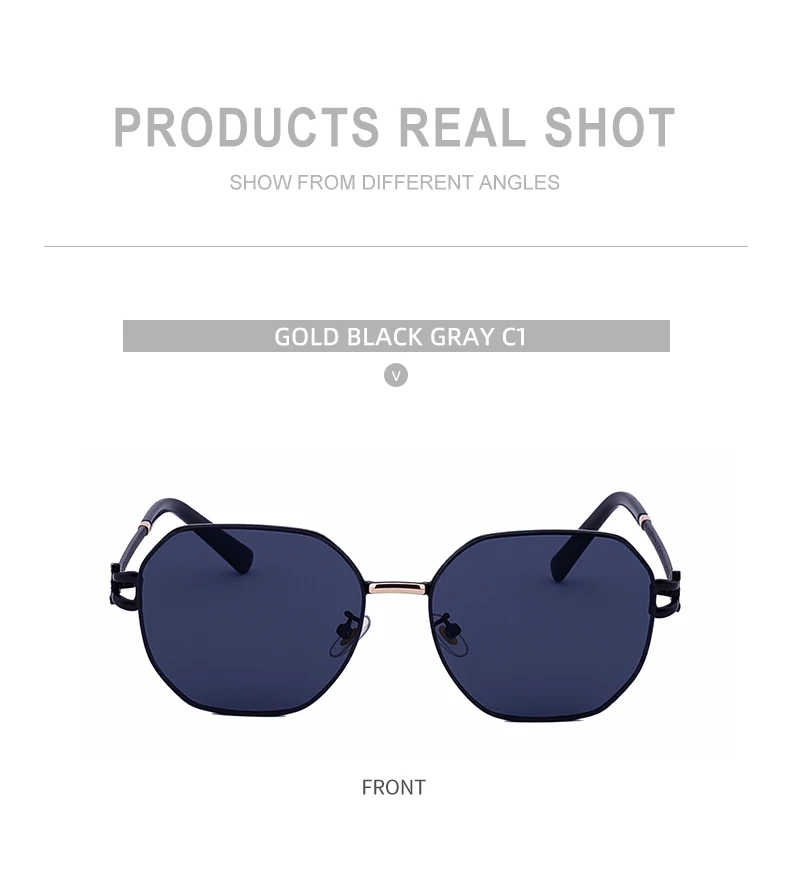 Übergroße quadratische Sonnenbrille für Damen – Luxusmarke 2026, Punk-Metallrahmen, Polygon-Sonnenbrille für Damen, modische Eyewear-Shades – Detail 12