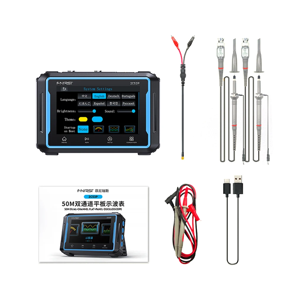 

2C53P Touch Screen Digital Oscilloscope+Multimeter+Signal Generator 3IN1 Dual Channel 50MHZ Oscilloscope Electrician Tool