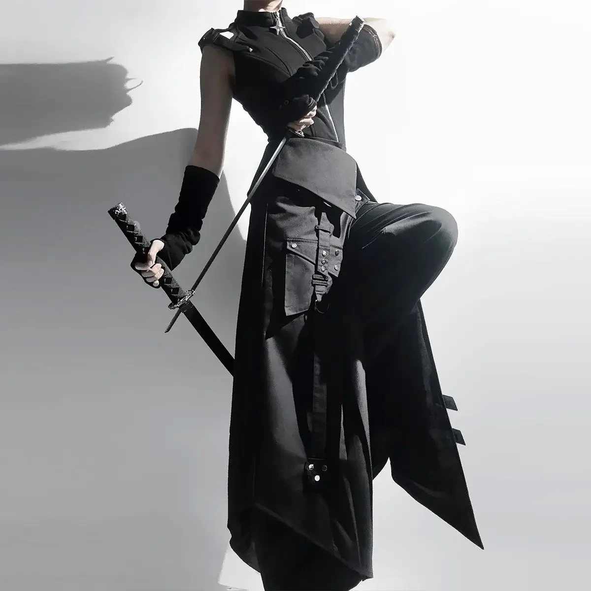 

2025 new Party Cosplay CyberPunk Uniform Set Cool Dark Gothic Punk Costume Set Y2K Lolita Tops Pants Skirts Clothing Suit