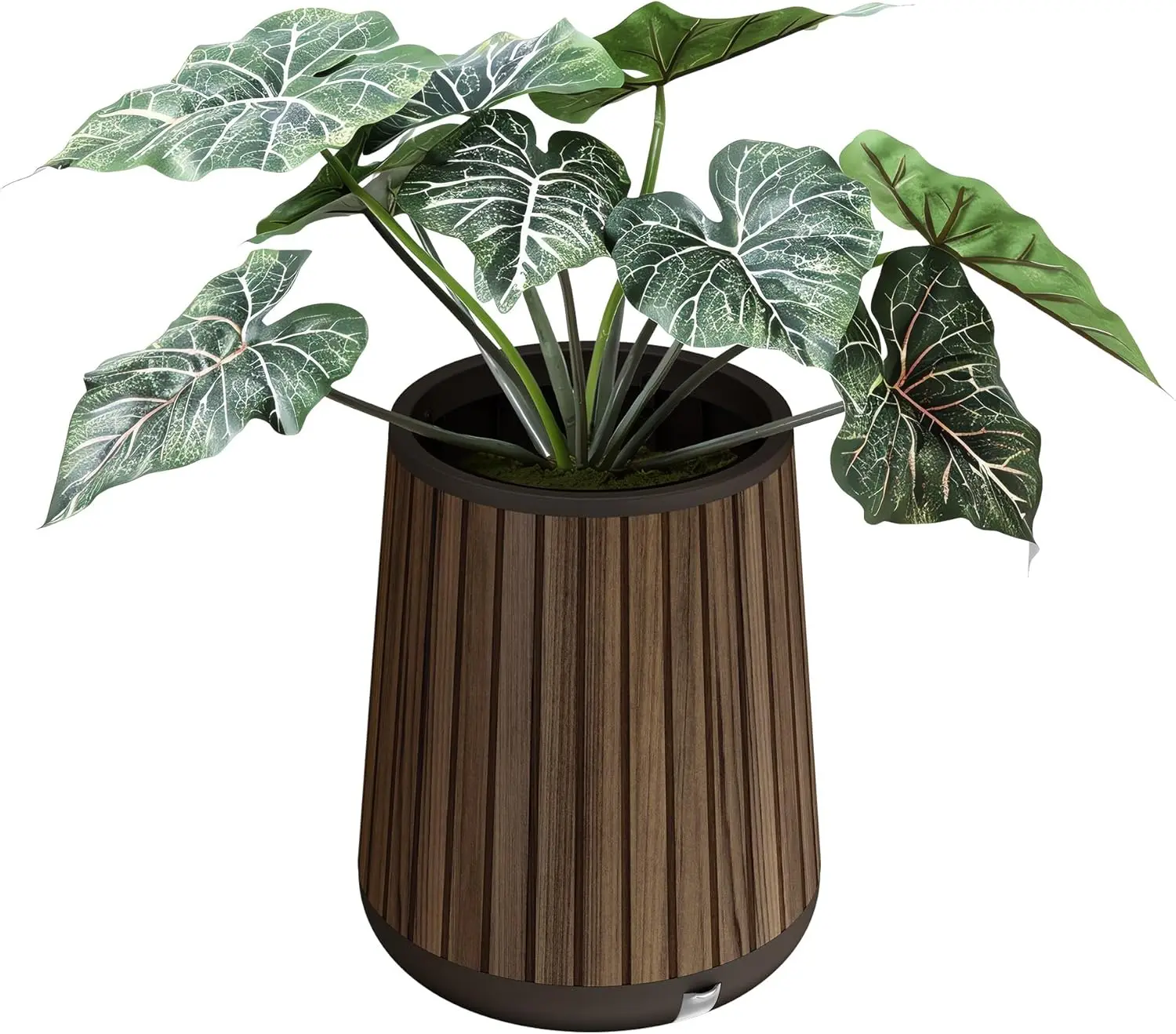 

Signature Conic 23.8 Inch Tall Round Large Wood Look Planter for Indoor or Outdoor Flower Pot Ideal for Patio Deck and Front