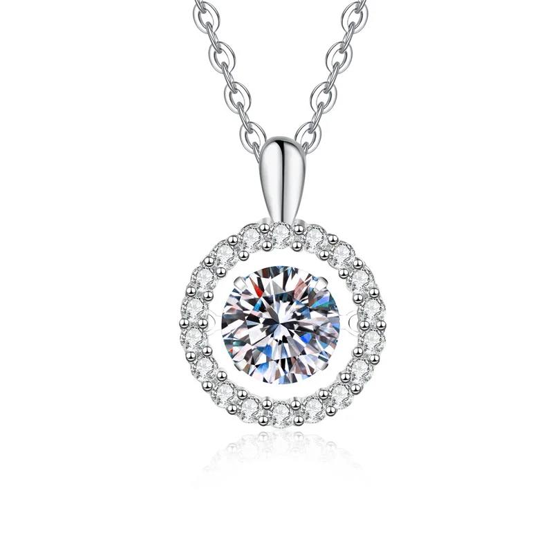 

ZFSILVER Fashion Trendy 925 Silver Luxury Moissanite Hollow Round Necklace For Charms Women Accessories Party Jewelry Gift XL456