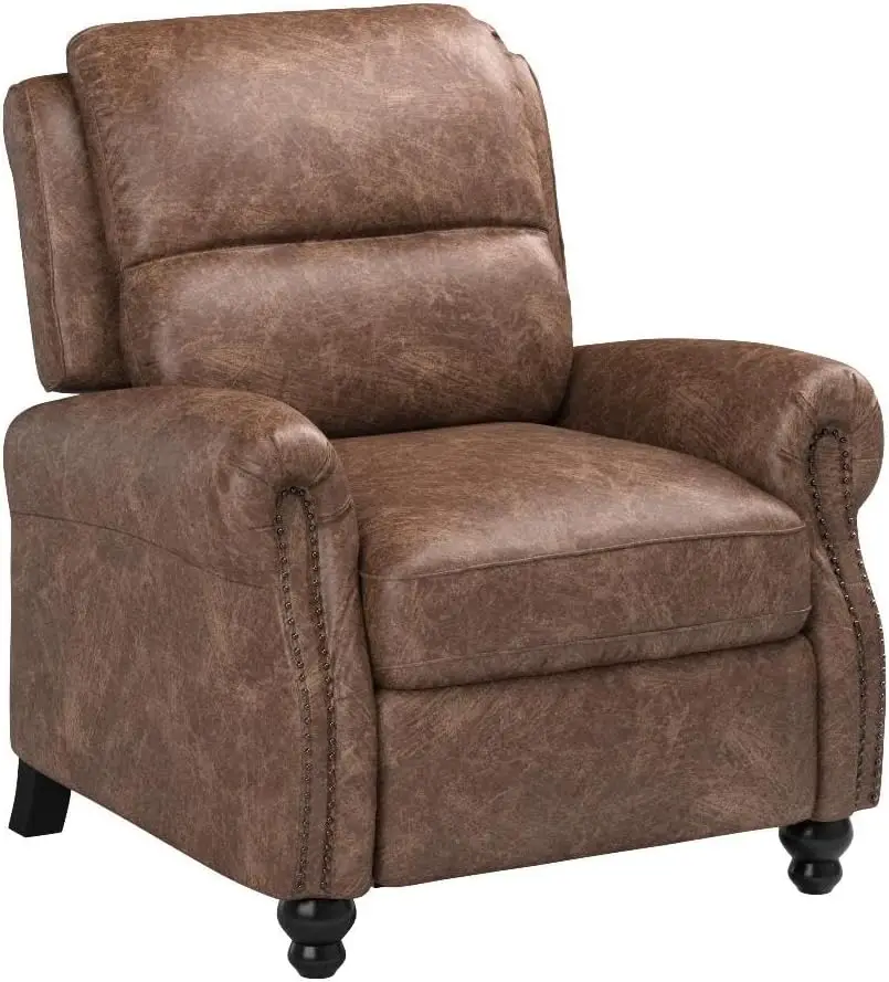 

CANMOV Pushback Recliner Chair Faux Leather Armchair Push Back Recliner with Rivet Decoration Single Sofa Accent Chair