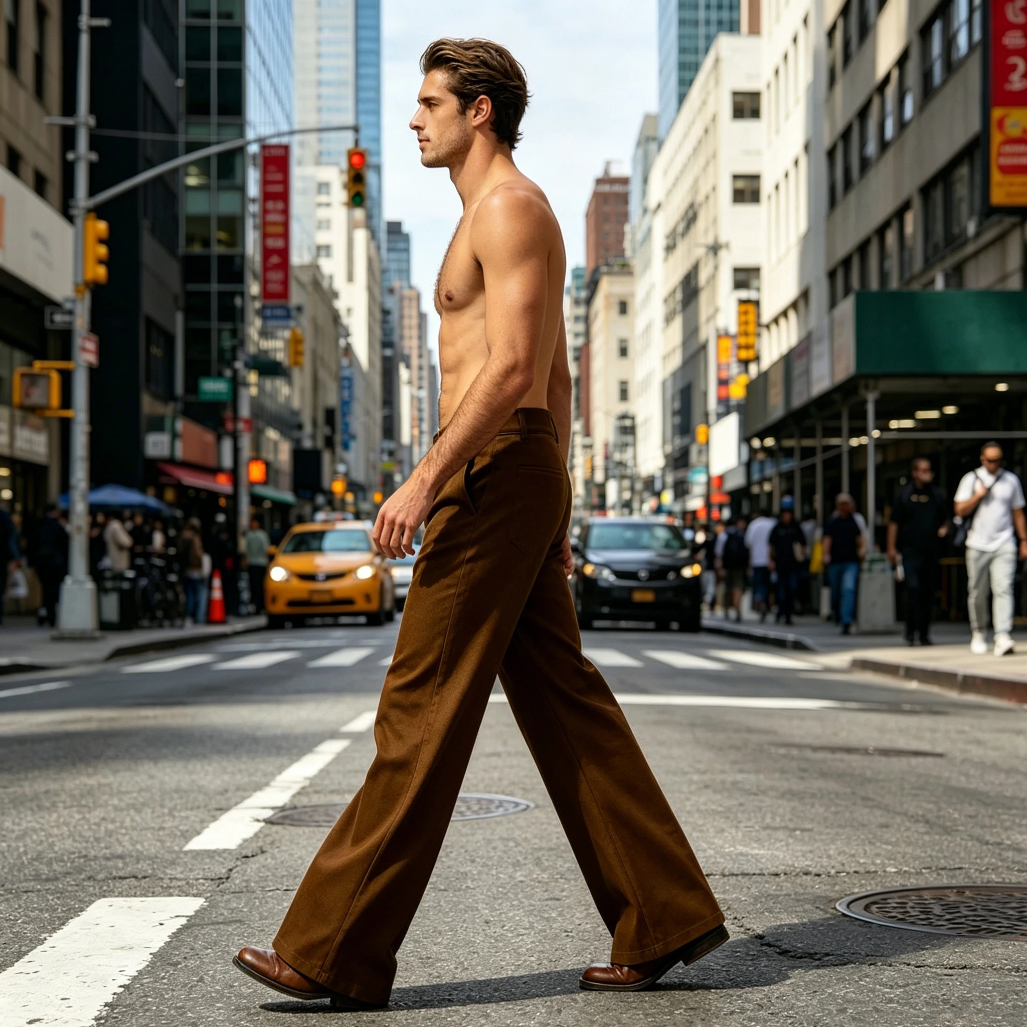 メンズフレアパンツ 70年代レトロ ハイウエスト スリムフィ - Wide Leg Trouser 70S のレビューと価格
