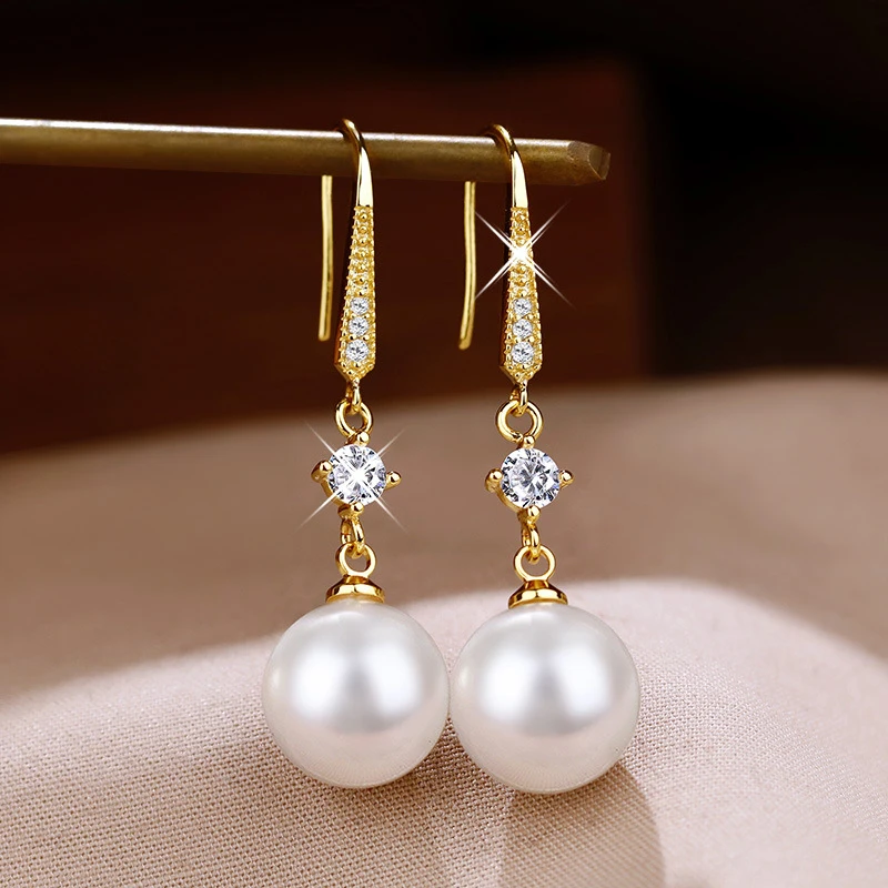 

925 Sterling Silver Needle Elegant and Fashionable Women's Water Drop/Round Pearl Earrings Engagement Wedding Party Jewelry Gift