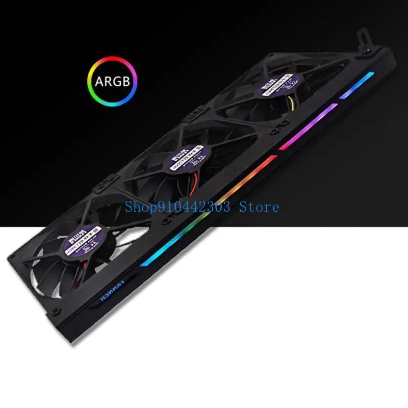 

652F Graphics Card Cooling Fan 3 x 90mm 3Pin 5V 0.36A Cooler Fan VGA Fan with ARGB Light Strip Support SYNC/MSI