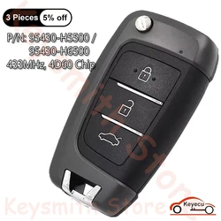 KEYECU 3 Buttons 433MHz 4D60 Chip for Hyundai Accent 2018 2019 Auto Upgraded Flip Remote Control Key Fob 95430-H5500 95430-H5600