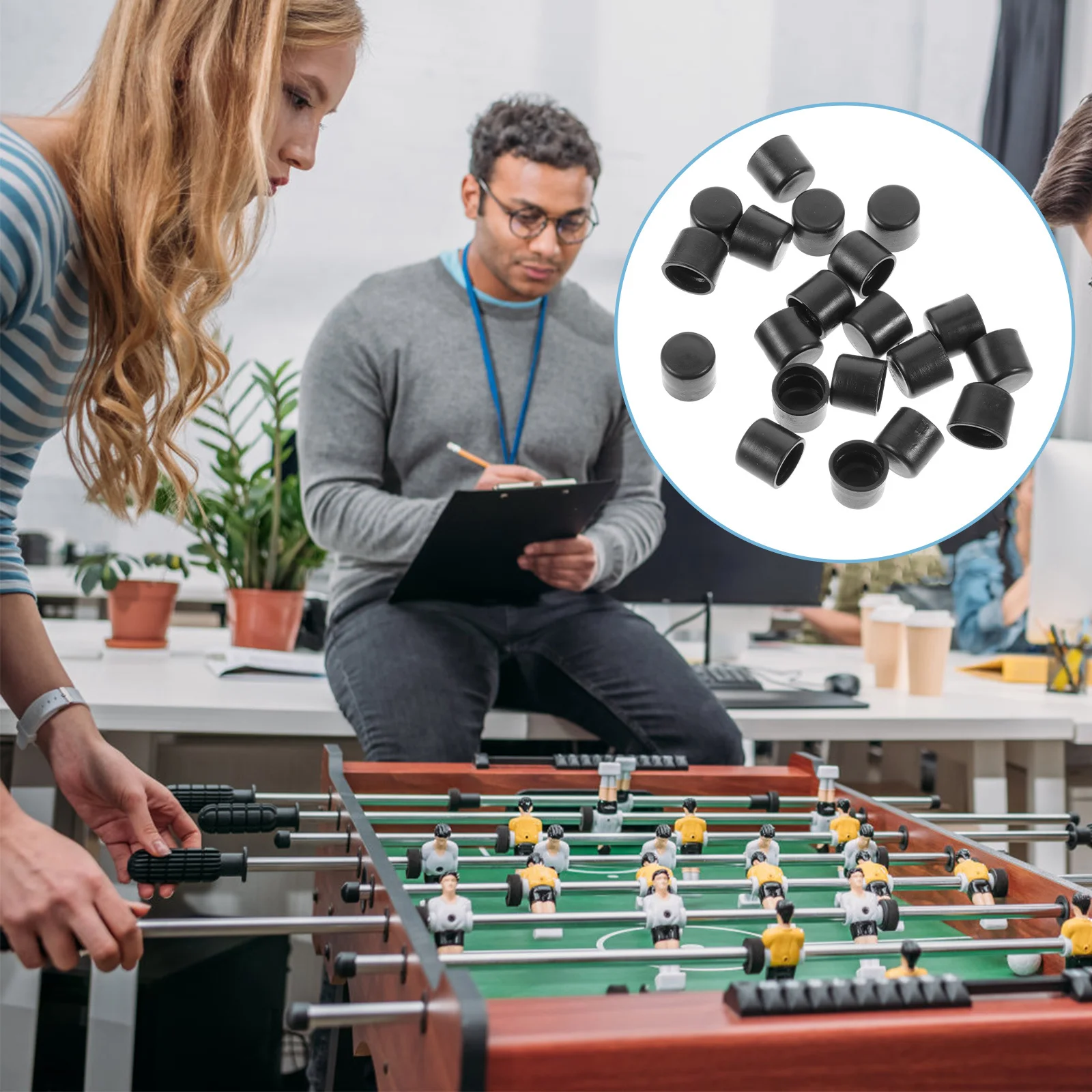 

20Pcs Foosball End Caps Practical Replacement Covers Wear Resistant for Standard Foosball Tables Table Football Caps