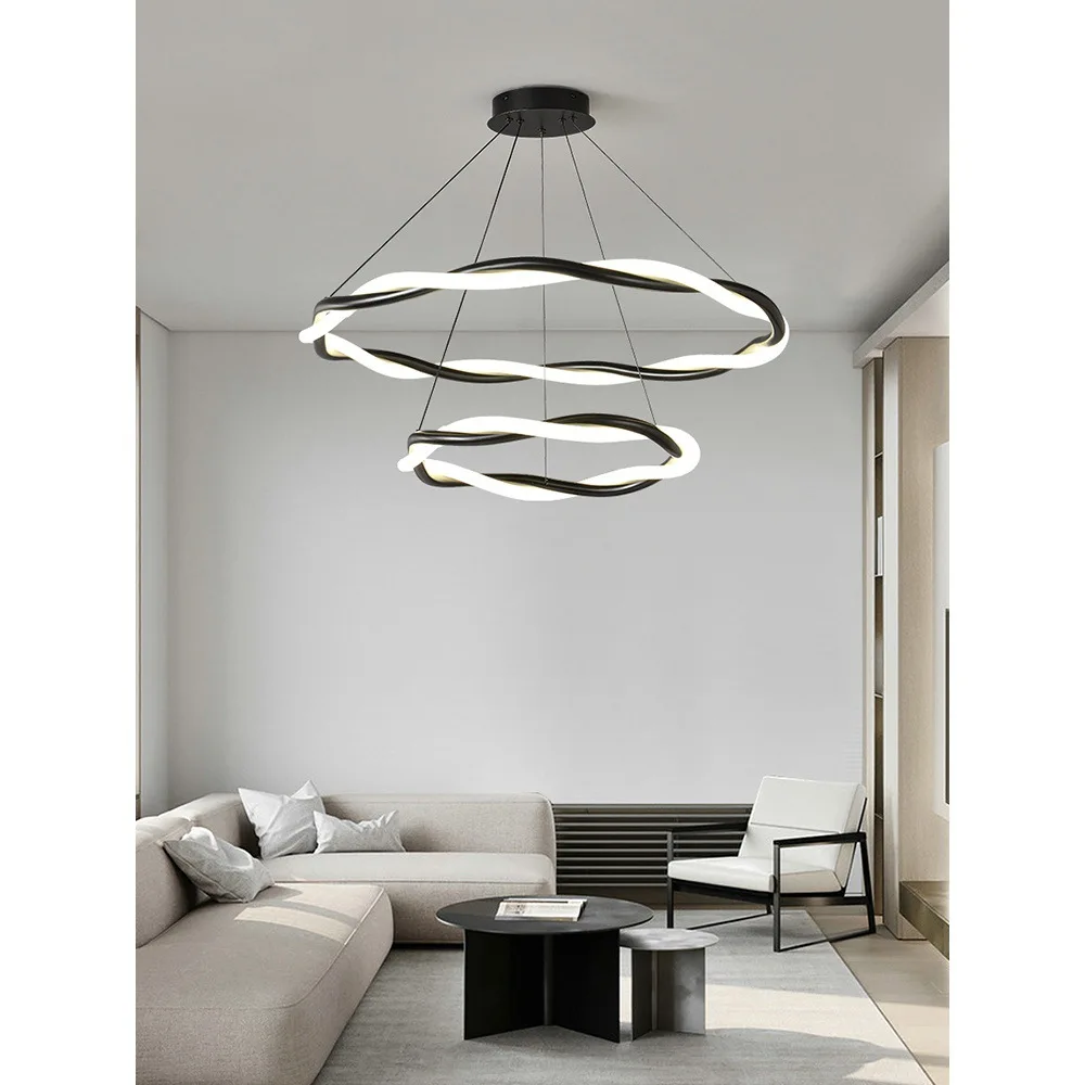 

Post-modern light luxury living room hanging Nordic simple dining room bedroom hotel model room creative circle ring chandelier