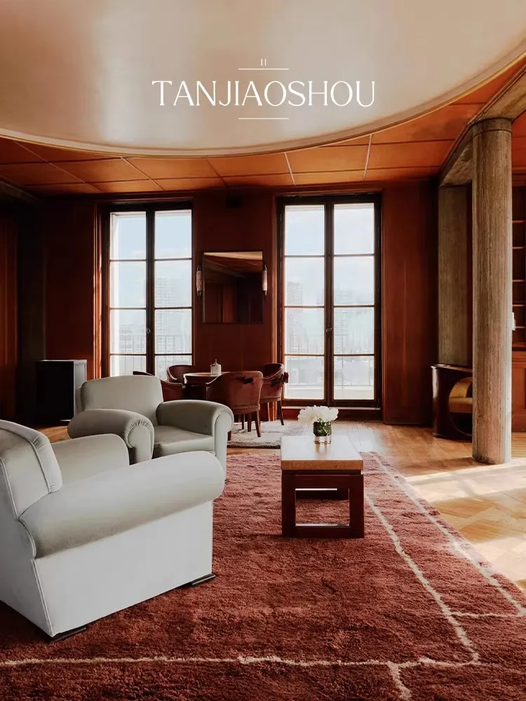 

Ковер из молочного шелка в стиле французского ретро для дома, легкий люкс, простые украшения, утолщенный ковер для гостиной, мягкий напольный коврик