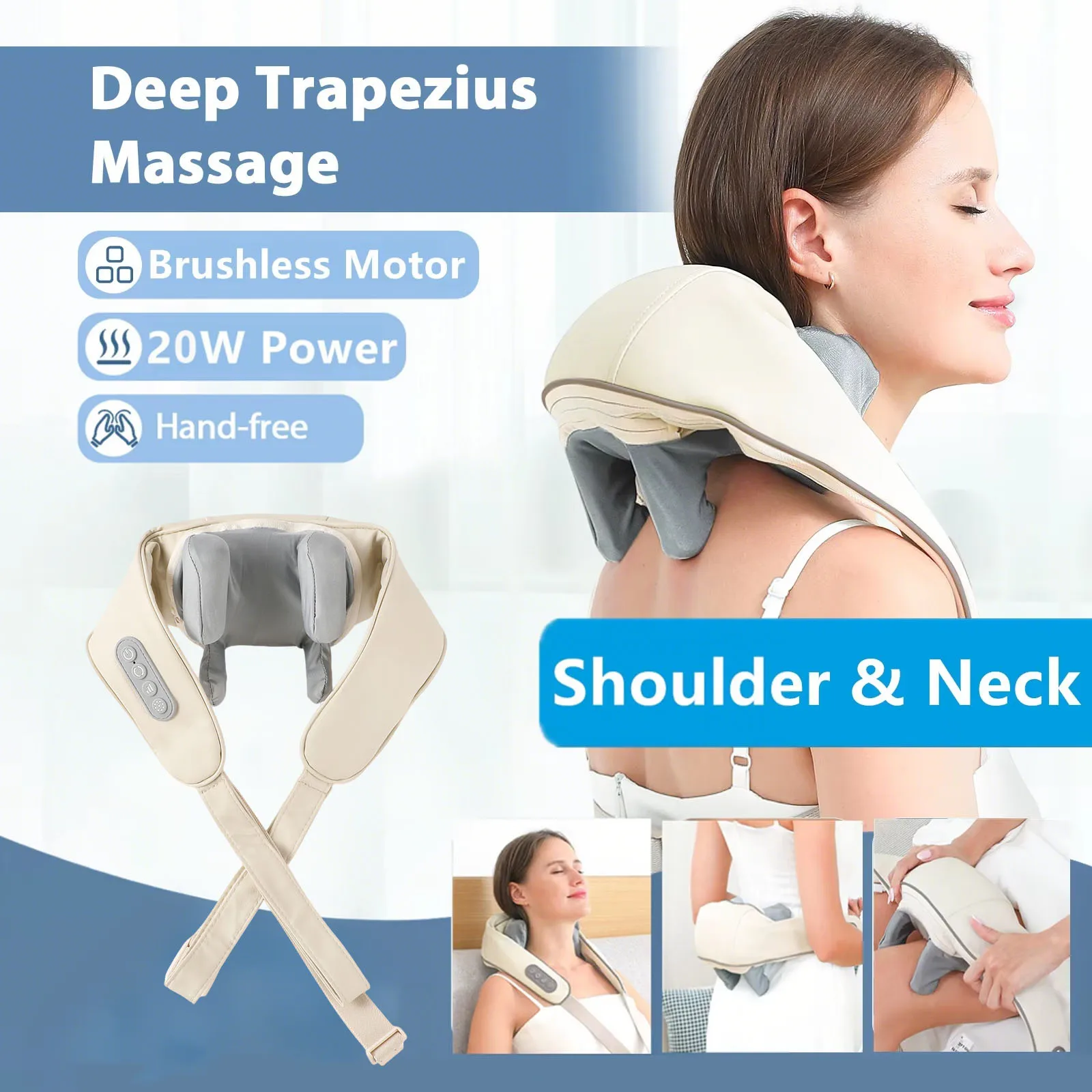 

20W Mini Wrapping Neck Massager Smart Electric Heated New Portable Trapped Muscle Multifunctional Shiatsu NeckMassage Shawl