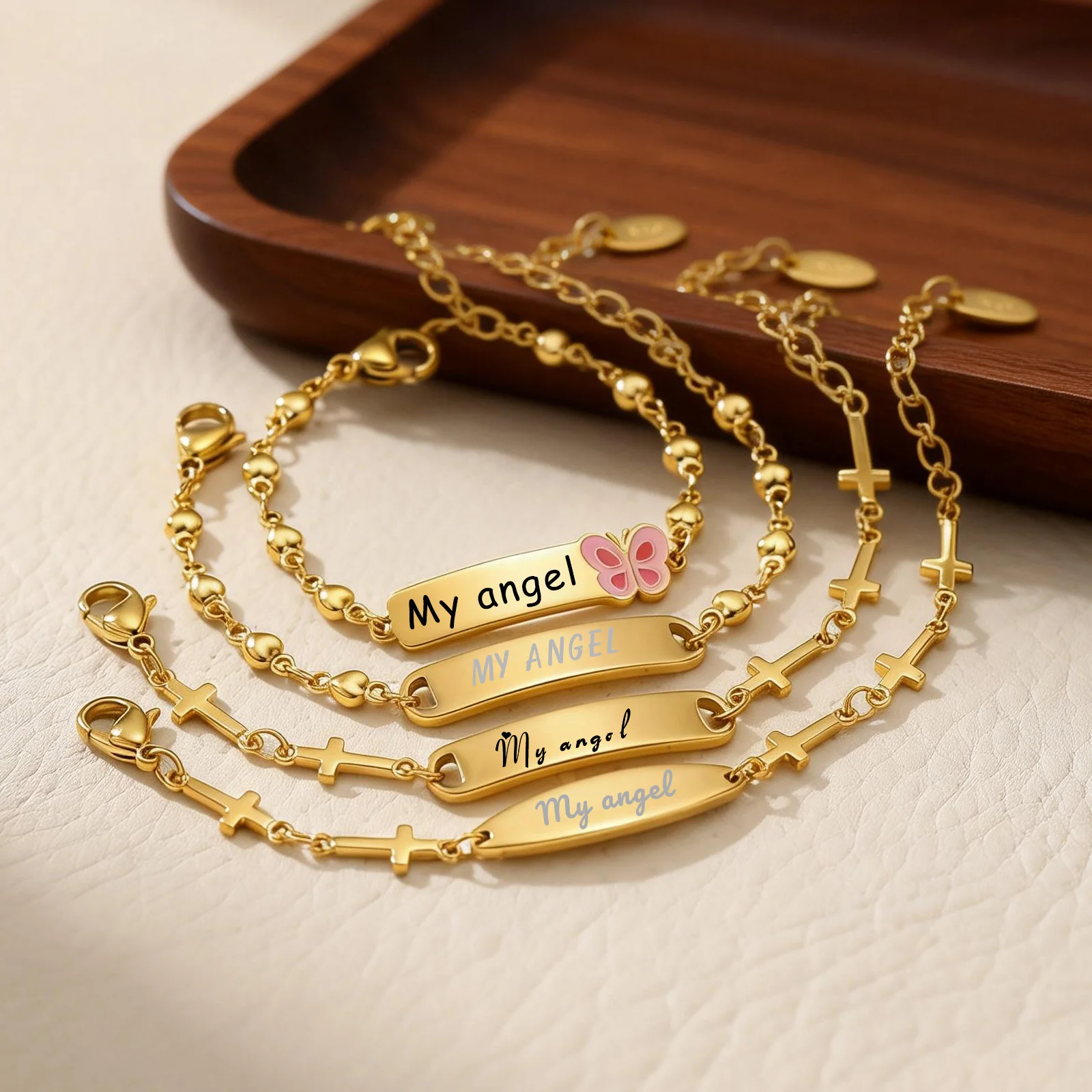 

DIY Newborn Name ID Bar Bracelet For Kids, Stainless Steel Engrave Date Symbol Baby Bracelet Birthday Gift Newborns to Children