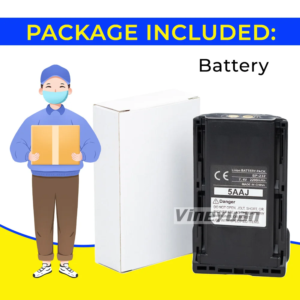 Аккумулятор Li-ion BP-232 2200 мАч для ICOM IC-F3011 IC-F4021 IC-F14 IC-F15 IC-F16 IC-F26 IC-F43 IC-F43GT (замена BP-230, BP-231)