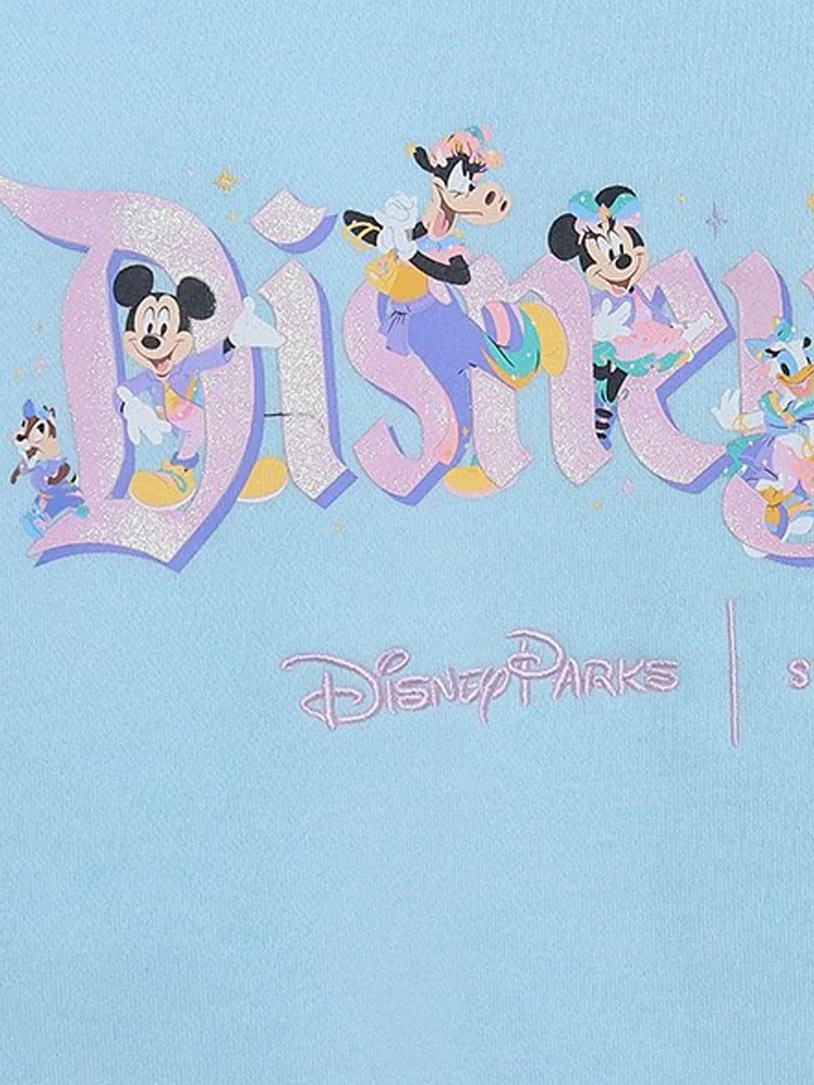 ديزني التطريز ديزني لاند رسالة البلوز القلعة الكرتون طباعة ميكي ميني الأسرة أزياء المرأة البلوز للجنسين الصوف جديد