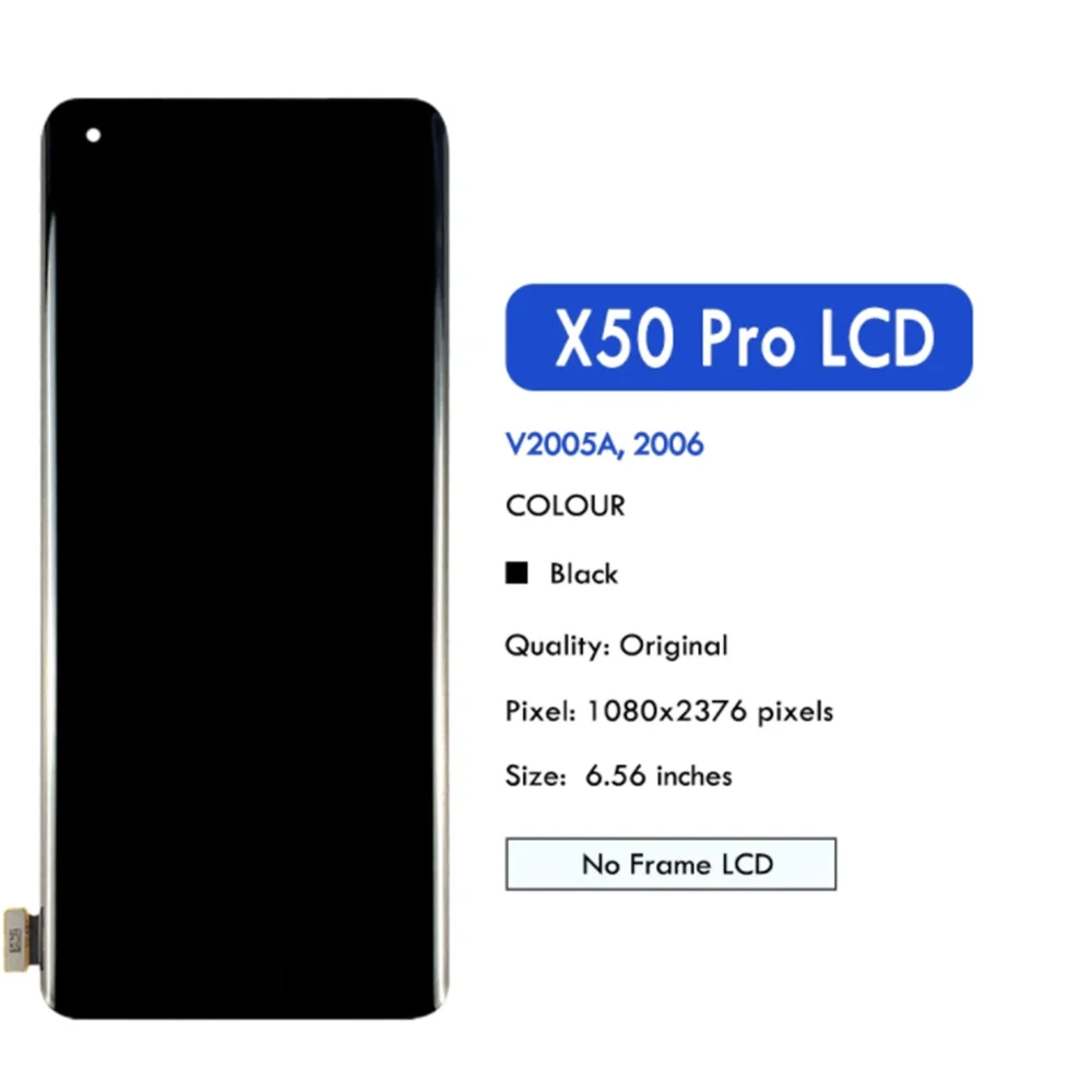 100% Tested TFT For VIVO X50 Pro LCD Display Touch Screen Digitizer Assembly Repair Parts For vivo X50 Pro Plus LCD