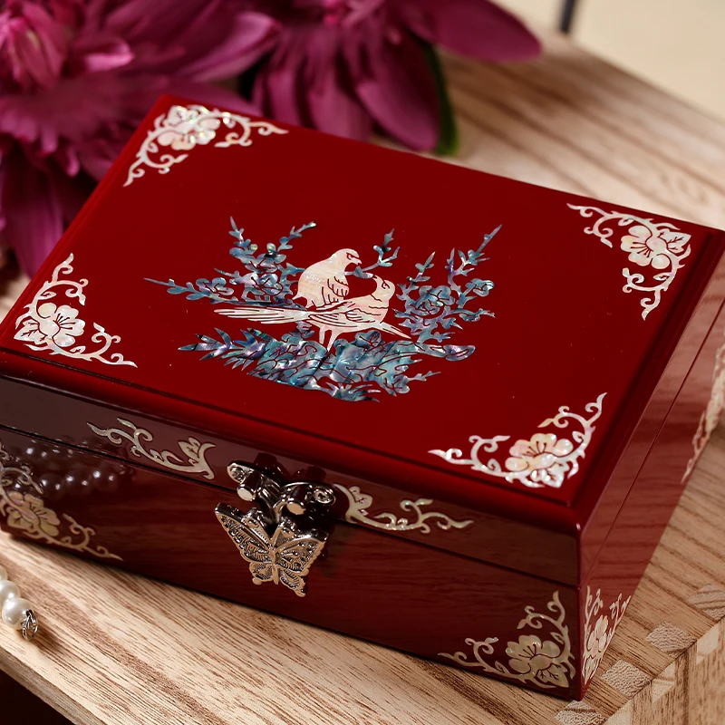 Portagioie vintage per braccialetti, organizer per collane con con conchiglia laccata, elegante custodia per regali, porta ricordi di matrimonio classico