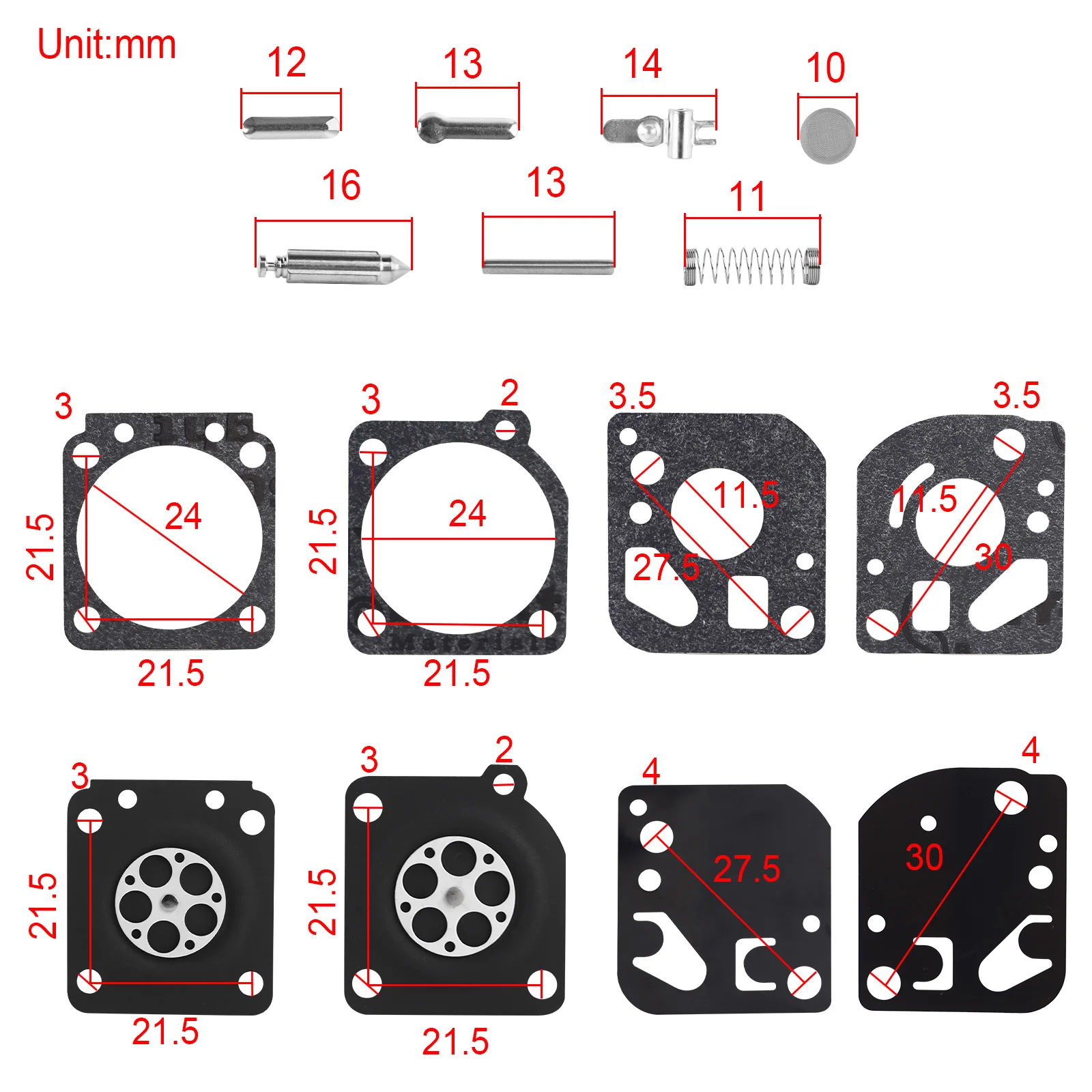 Carburetor Rebuild Repair Kit Gasket Diaphragm for Zama RB-29 26cc 30cc Ryobi Ryan IDC Homelite C1U Series Carburetor