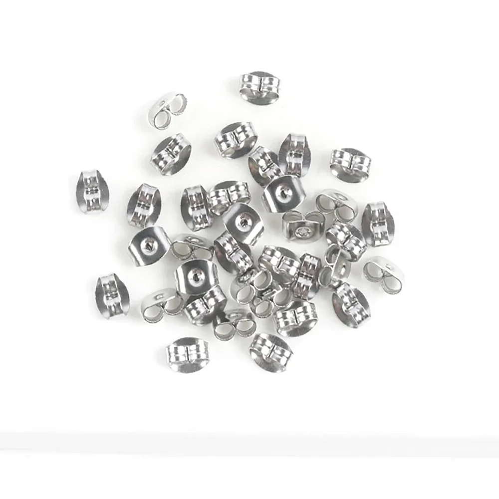 50pcs/lot Stainless Steel Earring Backs Stopper Earnuts Stud Earring Back Supplies For Jewelry Findings Making DIY Accessories