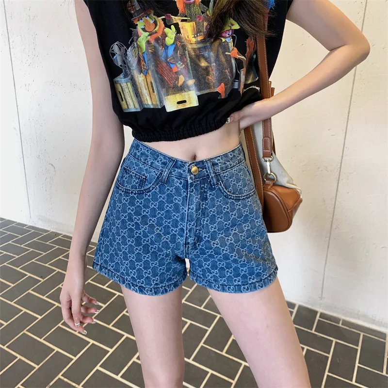 Summer Denim Shorts for Women Korean Fashion High Waist Short Jeans Female Casual Street Wide Leg Short Pants