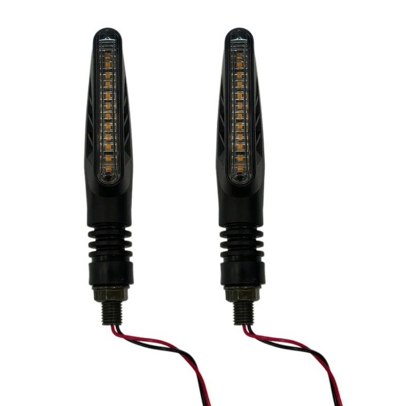 N5KD 2-Lead Motorcycle Light Pair Featuring Side Cutout Housing Detail, Sequential and Threaded Posts for