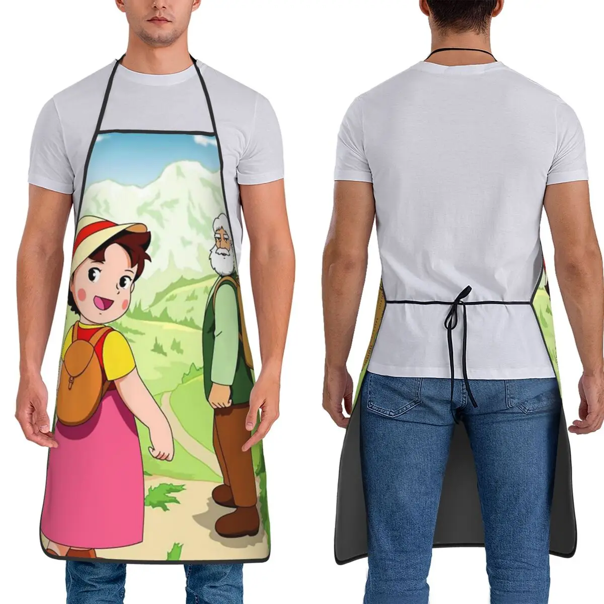 Anime Heidi Girl Of The Alps Peter Grandpa Aprons Chef Baking Tablier Waterproof Bib Kitchen Cleaning Pinafore for Women Men