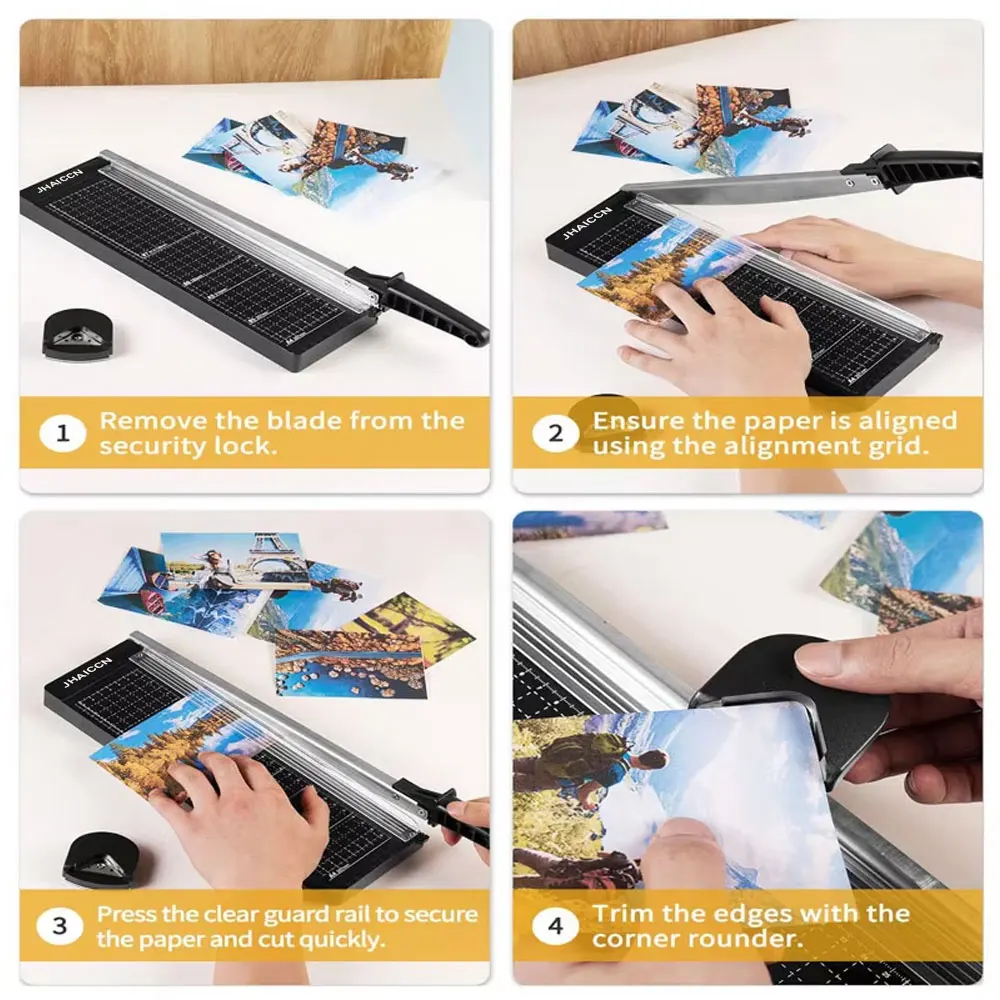Precyzyjne przycinarki do zdjęć A4 Przycinarka gilotynowa do etykiet fotograficznych Narzędzie do cięcia papieru z deską do krojenia R4 Corner Rounder
