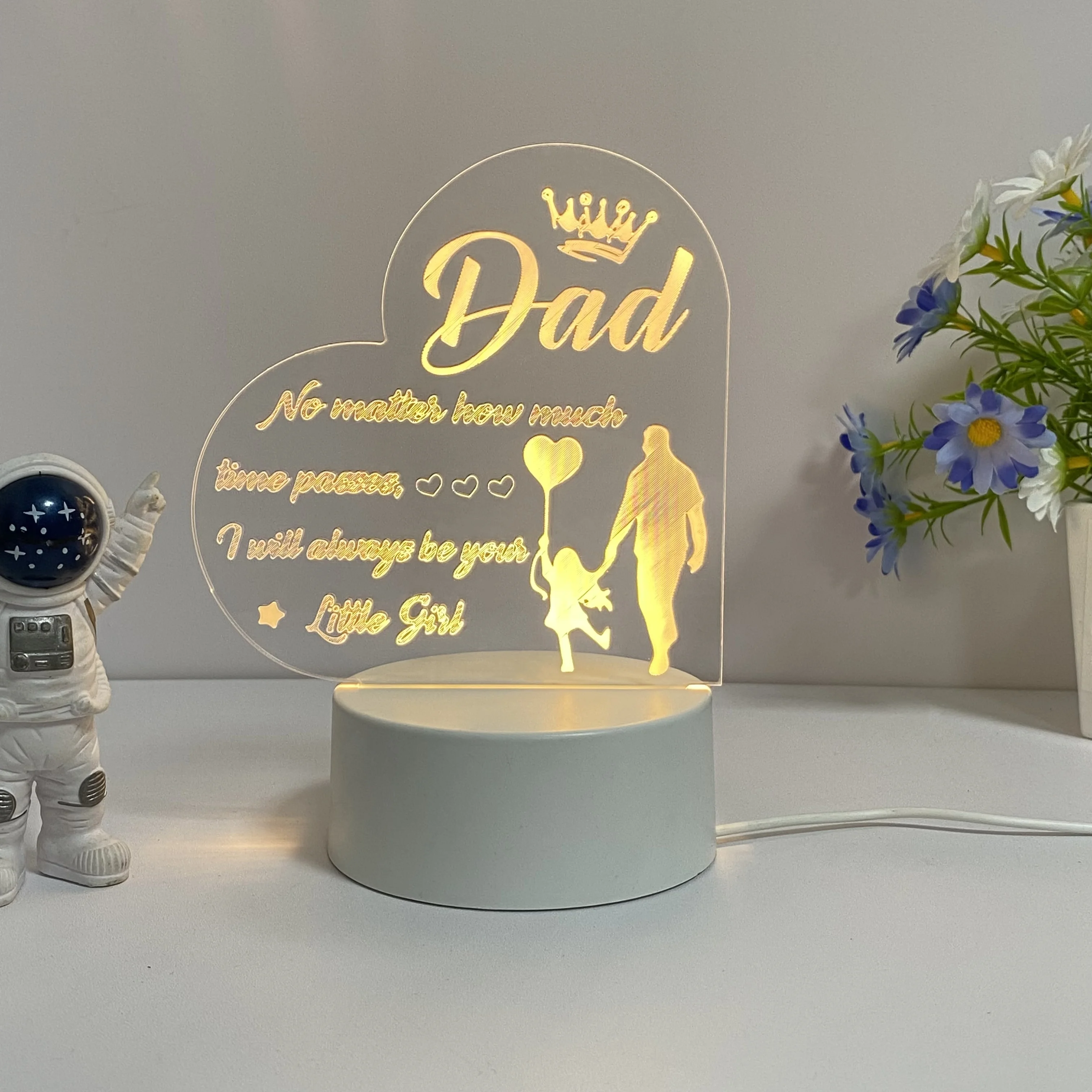 1 stks Vaderdag sfeer LED-nachtlampje, studeerkamer sfeer decoratie, USB-stekker, vakantiecadeau nachtlampje.
