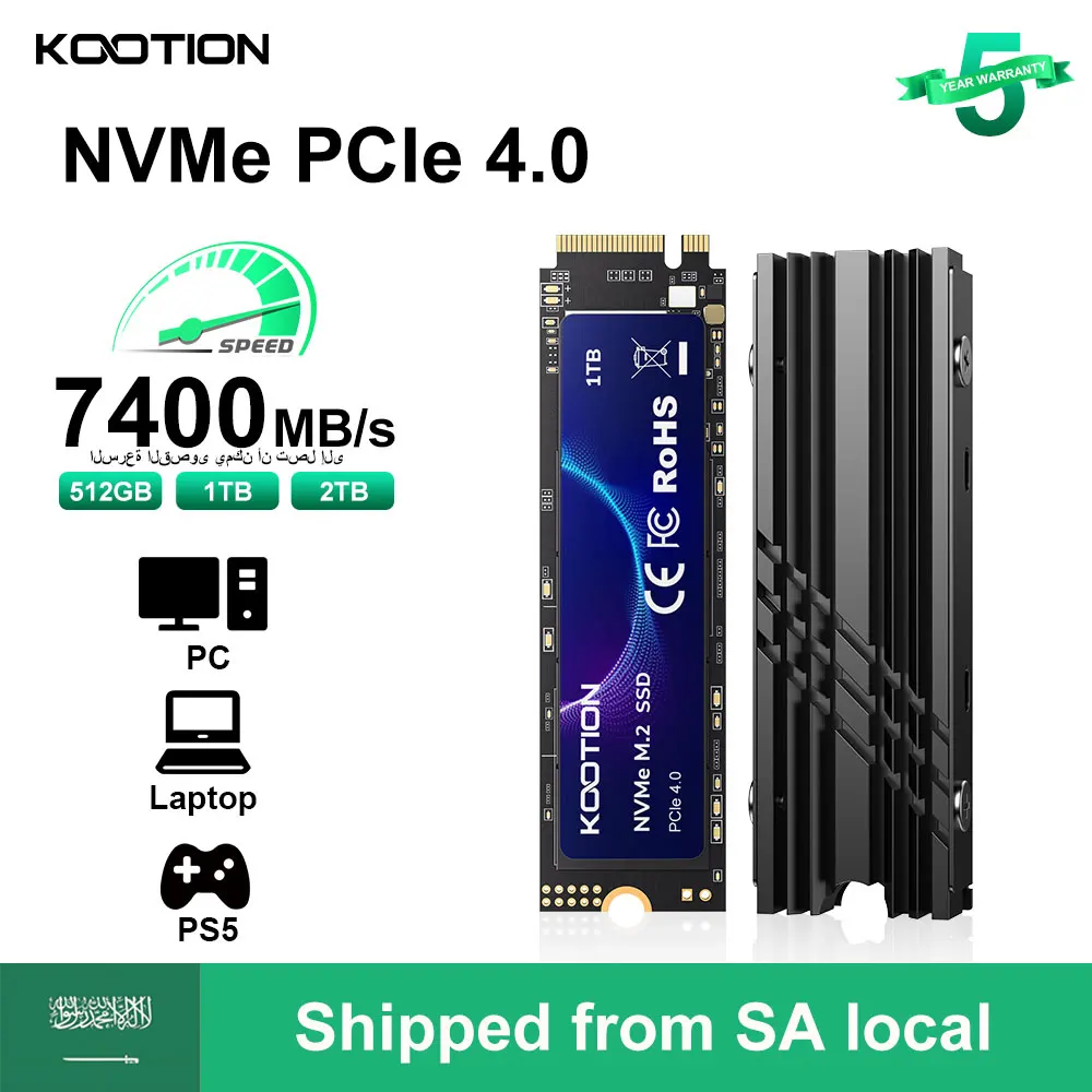 مراجعة وتحليل محرك الأقراص الصلبة KOOTION X16PLUS M.2 NVMe 7400MB/s 2TB 1TB PCIe4.0x4 M2 2280 للحاسوب المكتبي والكمبيوتر المحمول PS5