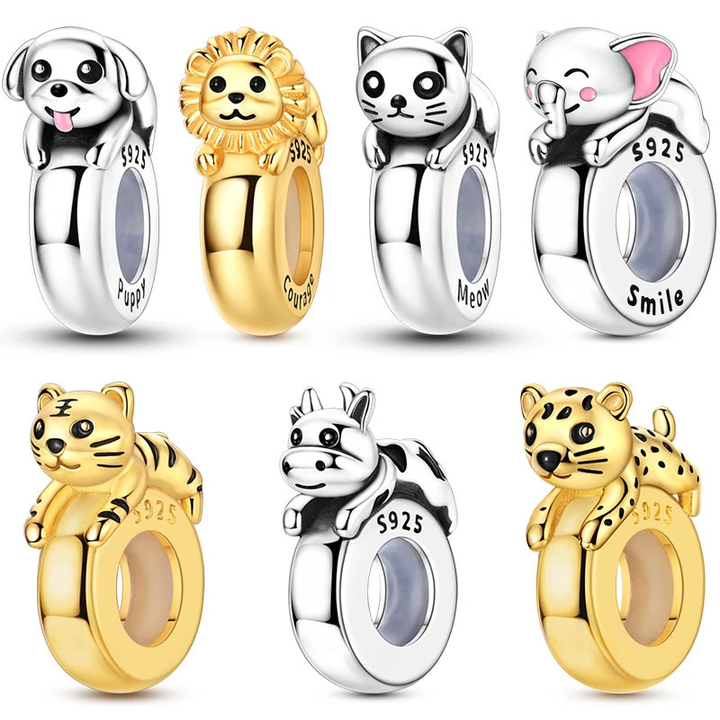 2026 New 925 Sterling Silver Kittens Cows Dogs Lions Tigers Leopards Charms Beads Fits Original Bracelet DIY Women Jewelry Gifts