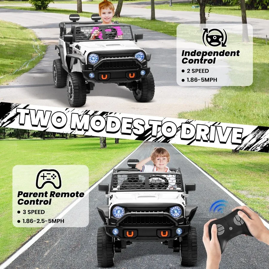 24V XL 2-zits ritsspeelgoed voor grote 4WD/2WD schakelbare 800W elektrische vrachtwagen met 20'' brede zitting afstandsbediening 4-wieler ophanging