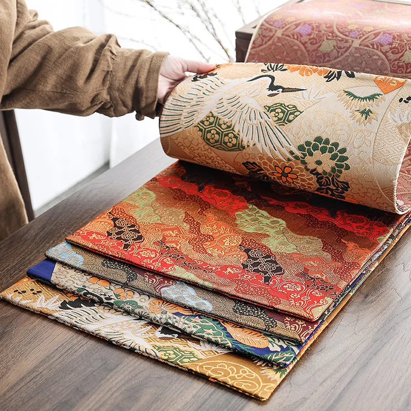 

Chinese Jacquard Embroidery Western Array Woven Tea Mat Zen Bamboo Tray Partition Tea Mat Handmade Tea Ceremony Accessories