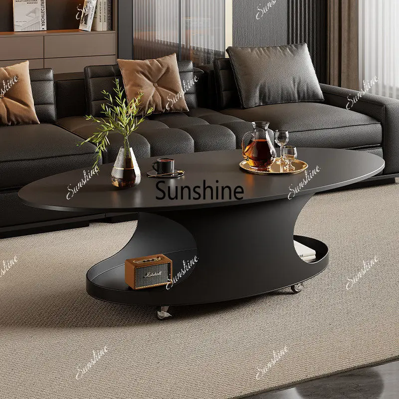 

Italian minimalist movable creative coffee table small apartment living room home, light luxury high-end oval