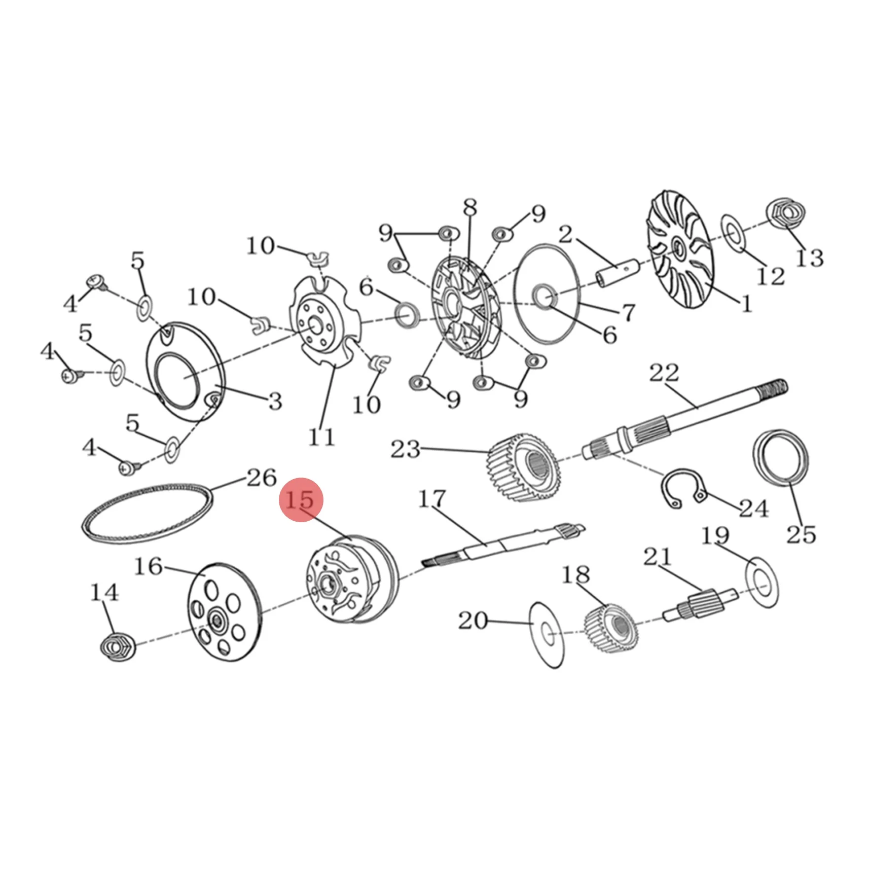 For CFMoto CF250 Clutch Plate Assembly 172MM-A-052600 Drive Clutch Shoe Honda Helix CN250 250cc Jonway Roketa